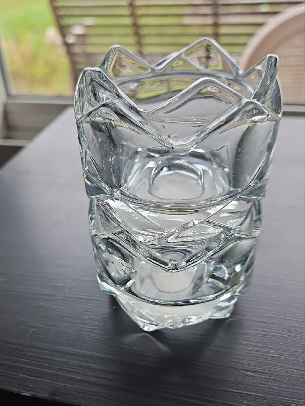 Indiana Glass Clear Lotus Petal Glass Votive Holders - Pair